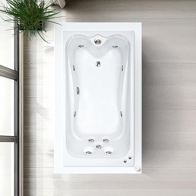 72 in. x 36 in. Elite Series Acrylic Rectangular Drop-In Whirlpool Bathtub - Image 3