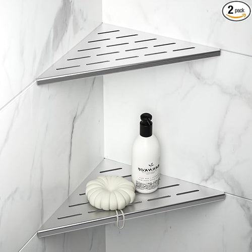 10'' Corner Shower Shelf 2PCS, 304 Stainless Steel Grout in Shelves by Bernkot