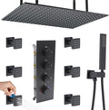 Matte Black Shower System 16 Inches Ceiling Mount Full Body Shower Faucet Set by Backnets