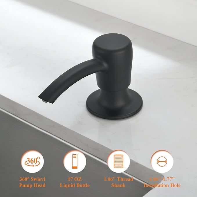 RULIA Kitchen Sink Soap Dispenser, Build in Sink Soap Dispenser, Deck Mounted - Image 3