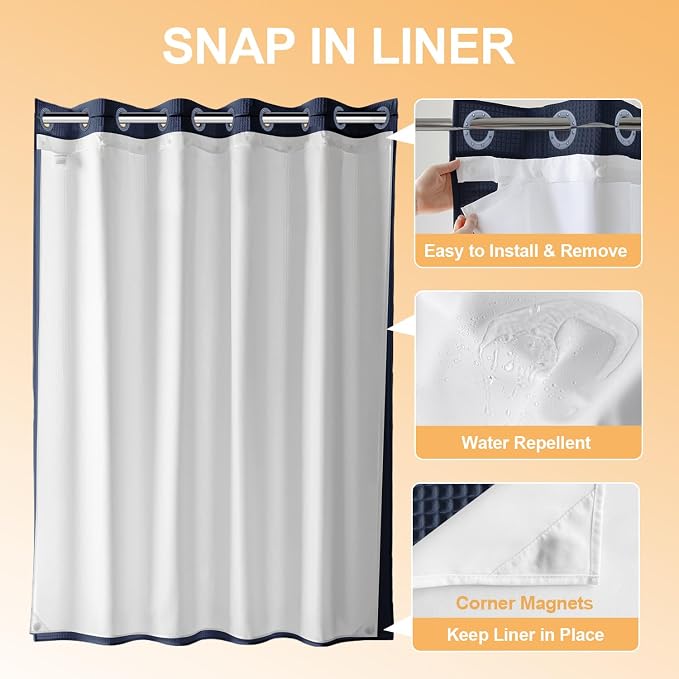 River Dream Hotel Grade No Hooks Needed Shower Curtain - Image 3