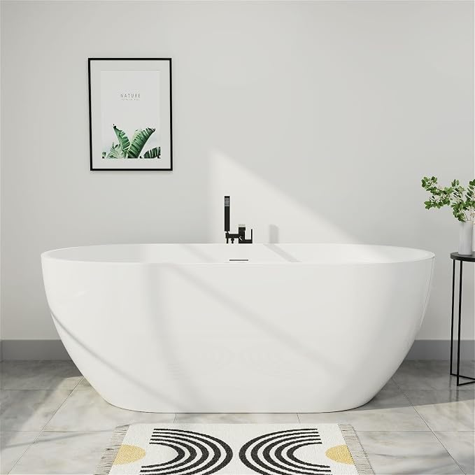 70" Acrylic Freestanding Bathtub, Double Ended Free Standing Tub, Soaking Tub - Image 9