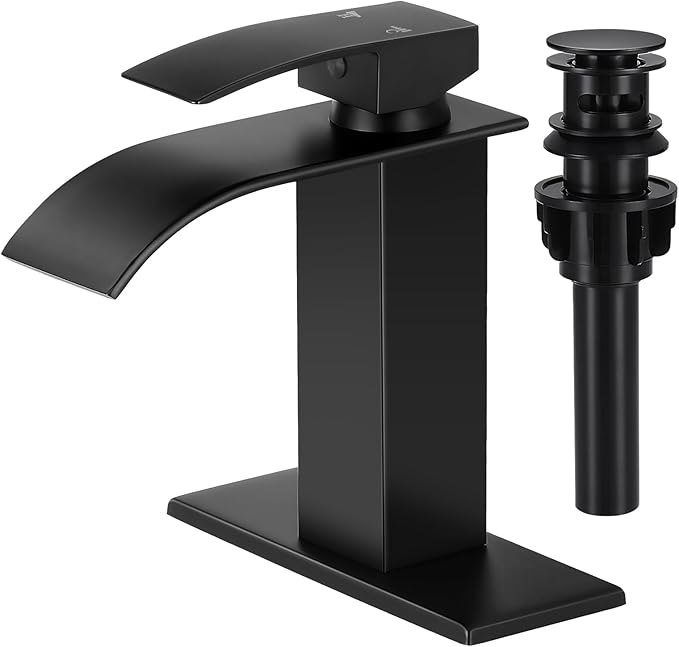 Bathroom Faucets Matte Black Waterfall Bathroom Sink Faucet Modern Single by LUFG
