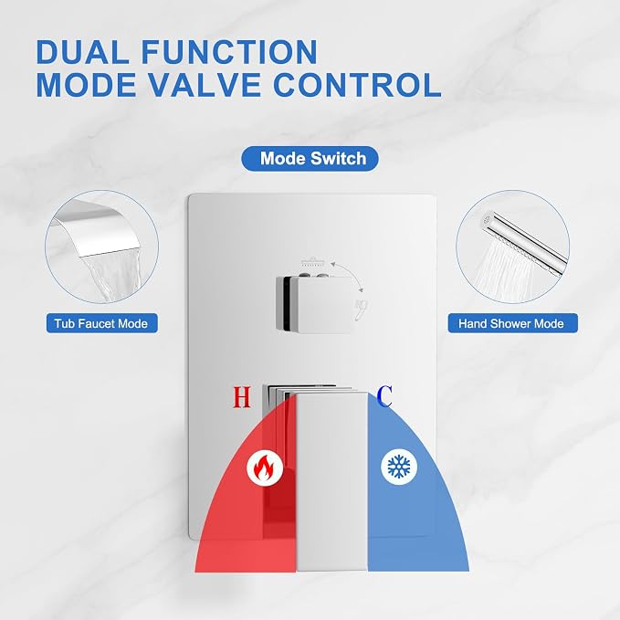 RUMOSE Wall Mount Bathtub Faucet Waterfall Tub Faucet - Image 4