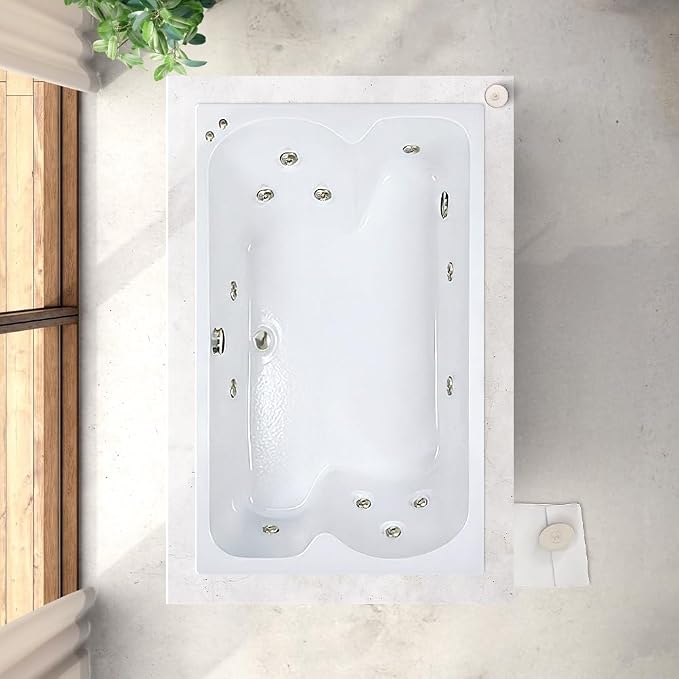 60 in. x 43 in. Acrylic Rectangular Drop-In Whirlpool Bathtub - Image 2