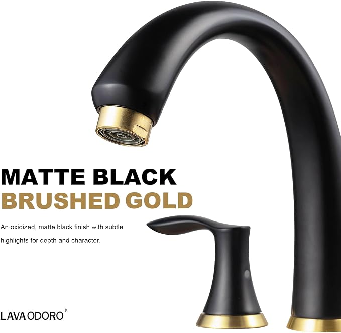 Black Gold Roman Tub Faucet, Lava Odoro 8 inch Widespread Bathtub Faucet - Image 4