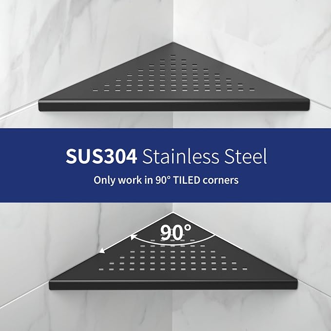8'' Corner Shower Shelf 2 Pack, 304 Stainless Steel Grout in Bathroom Shelves - Image 2