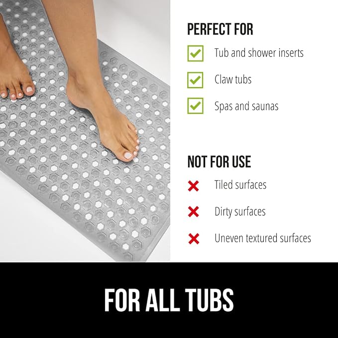 GORILLA GRIP Patented Bath Tub Shower Mat, Machine Washable Bathtub Floor Liner - Image 6