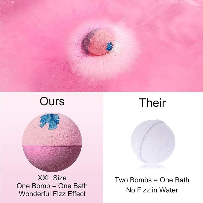 Lagunamoon Bath Bombs Gift Set, 6 Piece XXL Handmade Fizzy Shower Bombs - Image 4