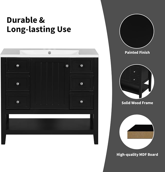 Favfurish 36" Bathroom Vanity Without Top Sink, Vanity Only - Image 5