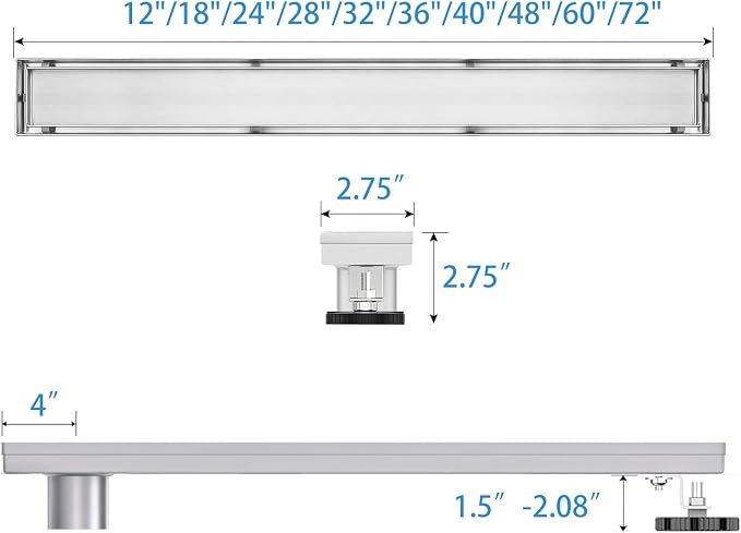 Offset Linear Shower Drain, Shower Drain 48 inch - Image 5