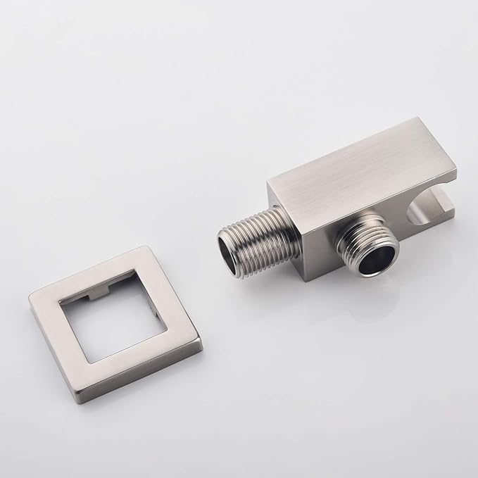 Wall Supply Elbow with Hand Shower Holder, Brass Square G1/2 Shower Hose - Image 3