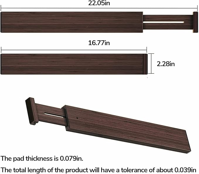 BAMEOS Drawer Divider, Expandable Bamboo Separators Adjustable Utensil Knife - Image 5
