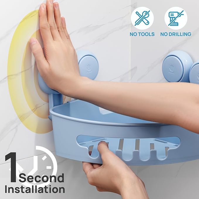 LEVERLOC Corner Shower Caddy Suction Cup, shower shelves suction cup, 2 Pack - Image 2