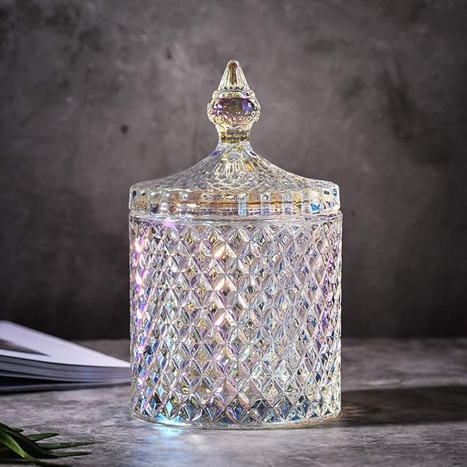 Colorful Home Decorative Jar Qtips Holder Dispenser Glass Storage Container - Image 2