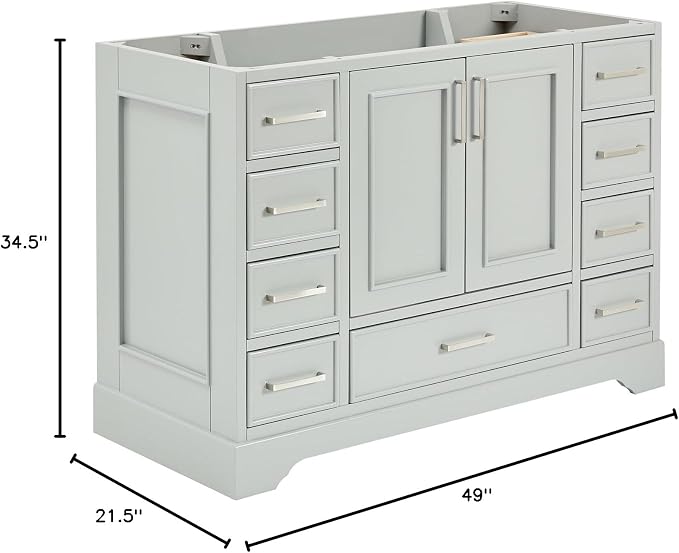 ARIEL Stafford 48" Grey Bathroom Vanity Base Cabinet, Single Sink Configuration - Image 3