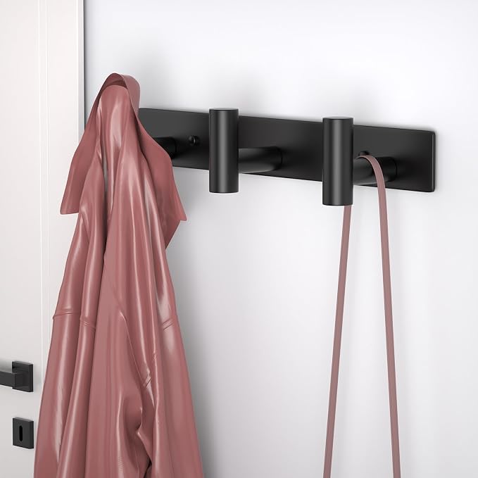 HUFEEOH Coat Hooks Wall Mount, Stainless Steel 3 Hooks Towel Hooks Black T - Image 3
