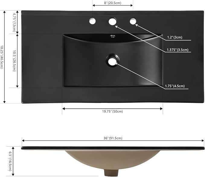 JONATHAN Y SNK1003B Ancillary 3-Hole 36 in. W x 18.25 in. D Classic - Image 3