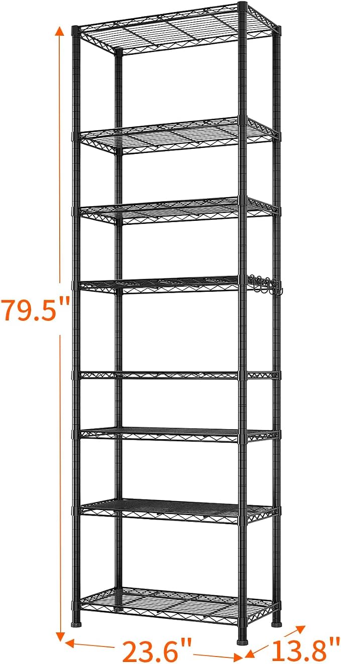 8 Tier Storage Racks Shelving, Heavy Steel Pantry Shelves, Adjustable Wire - Image 3