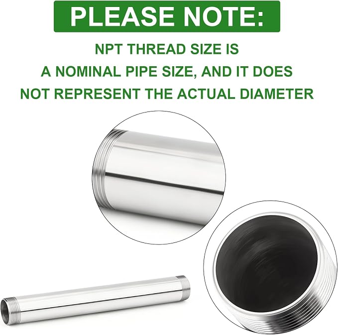 TAISHER 1PCS Stainless Steel Pipe Fittings, 1-1/2" NPT Male x 1-1/2" NPT Male - Image 3