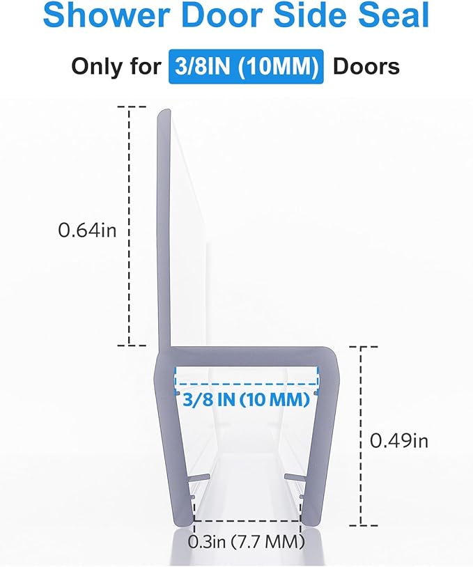 Shower Door Side Seal, Frameless Glass Doors Seal Strip - Image 2