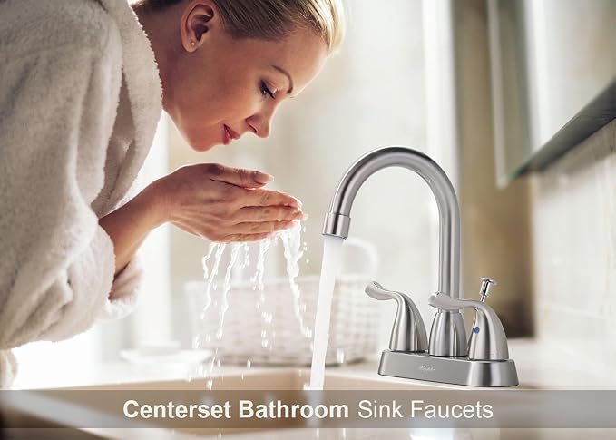 ARCORA 2 Handle Modern Bathroom Faucet Brushed Nickel, 4 Inch Centerset - Image 2