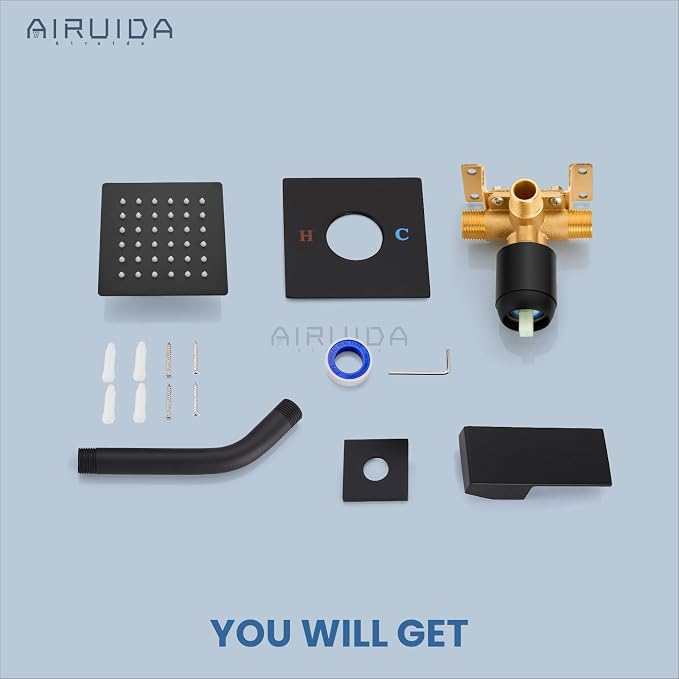 Airuida Shower Faucet Set Bathroom Rain Shower System SUS304 Stainless Steel - Image 9