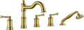Roman Tub Faucet Set With Handheld Shower 5 Hole Deck Mount Tub Filler With by WINKEAR