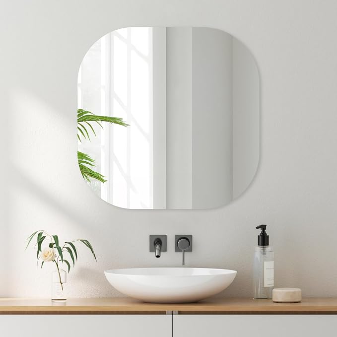 VASUHOME Frameless Bathroom Mirror, 24 x 24 Inch Wall Vanity Mirror, Large Wall by VASUHOME