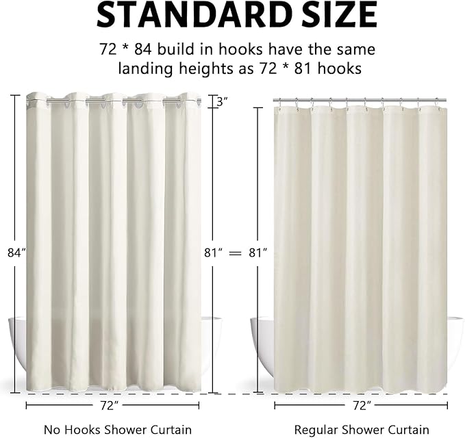 Furlinic No Hook Extra Long Shower Curtain 84 Length, Soft Fabric Bathroom - Image 6