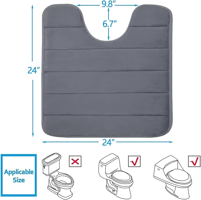 Buganda Memory Foam U-Shaped Contour Toilet Rugs, Non Slip Absorbent, Thick - Image 2