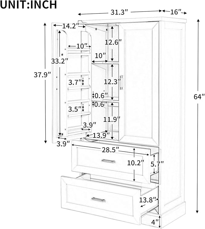 Tall Wide Storage Cabinet, Wood Storage Cabinet - Image 2