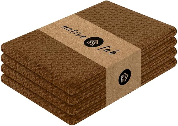 Native Fab Cotton Dish Towel 4 Pack Waffle Weave Tea Towels by NativeFab