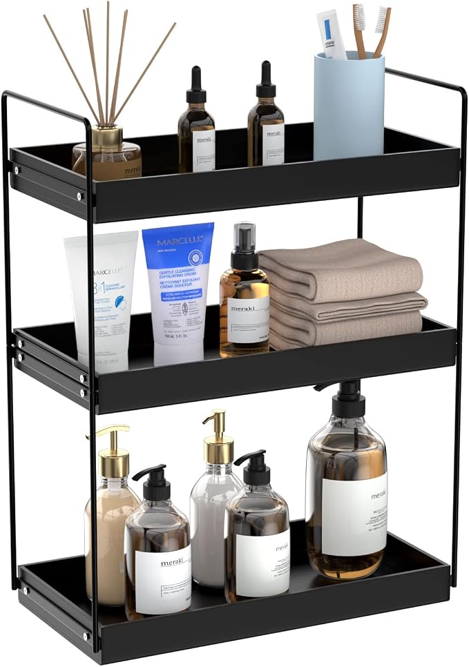 Bathroom Countertop Organizer, 3 Tier Metal Vanity Counter Skincare Shelf by NPPLUS
