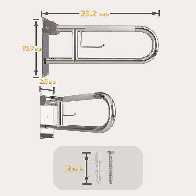 23 Inch Toilet Grab Bar, Flip Up Grab Bar - Image 2