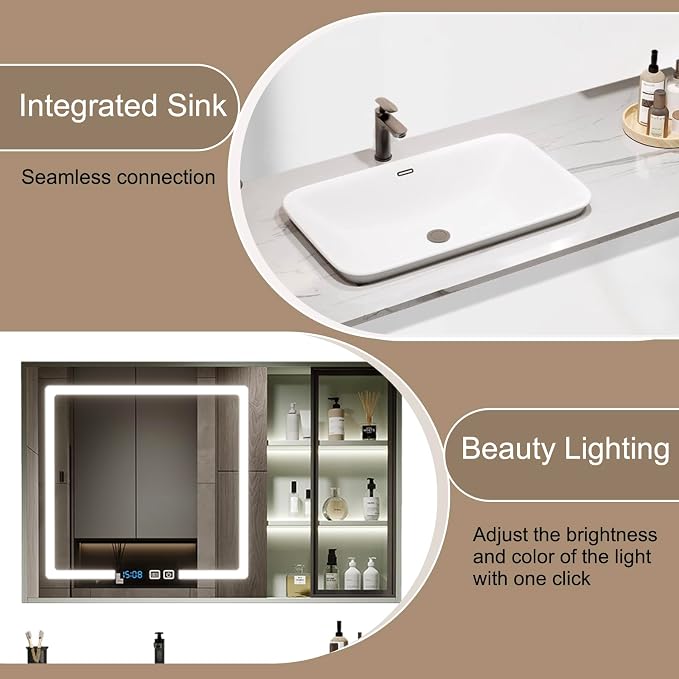 Bathroom Vanity with Sink - 32IN Floating Bathroom Vanity Include Smart LED - Image 6