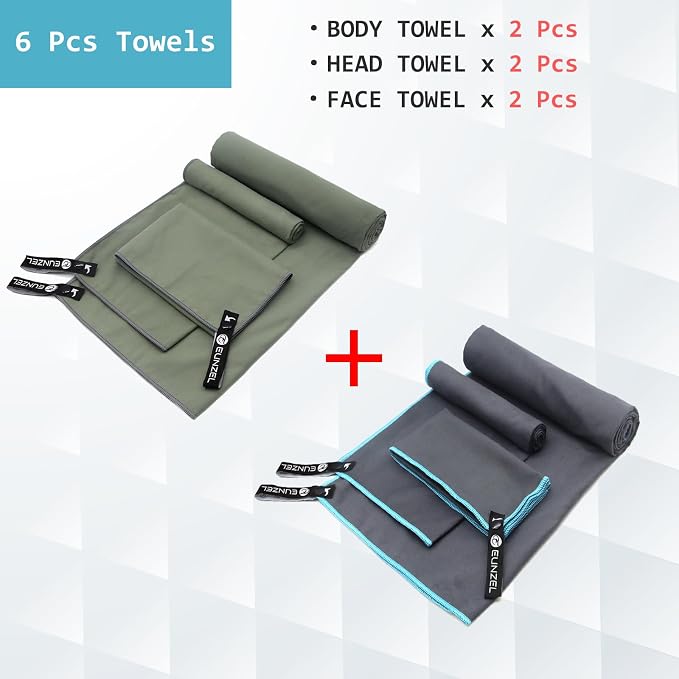 Eunzel 2 Set Quick Dry Camping Towel, Microfiber Travel Towel Super Absorbent - Image 2