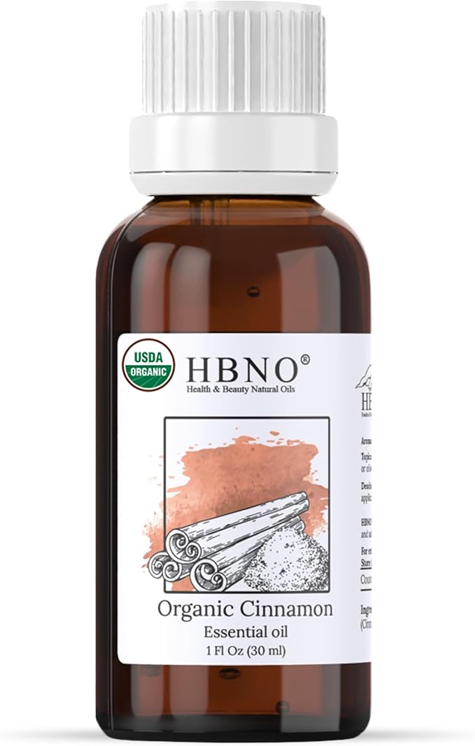 HBNO Organic Cinnamon Leaf Essential Oil - 1 oz Travel Size - USDA Certified by HBNO