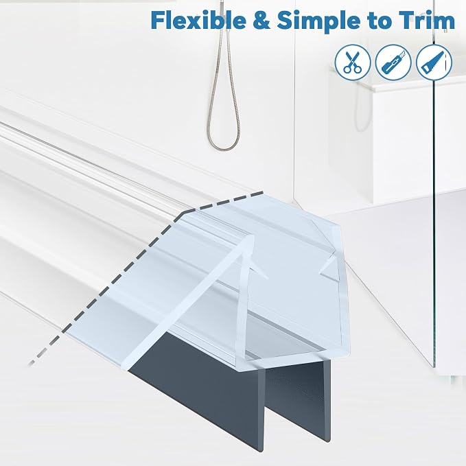 Shower Door Bottom Seal Strip, Fits 12mm Thick Glass, Prevents Leaks, Easy - Image 5