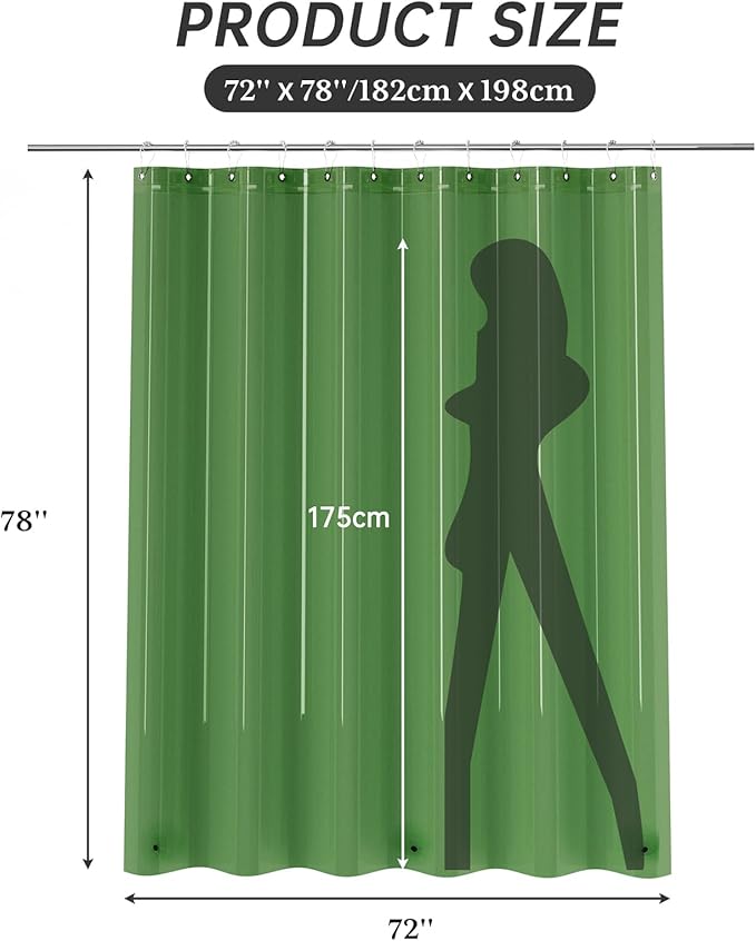 AmazerBath 72x78 Long Shower Curtain Liner, Waterproof PEVA Shower Liner - Image 6