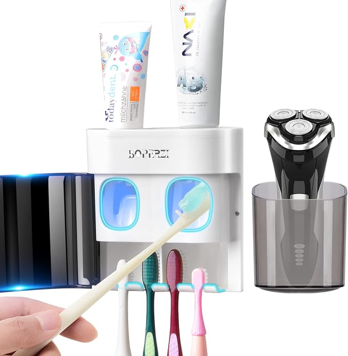 Boperzi Bathroom Razor Storage Holder and Toothpaste Dispenser Wall Mounted by Boperzi