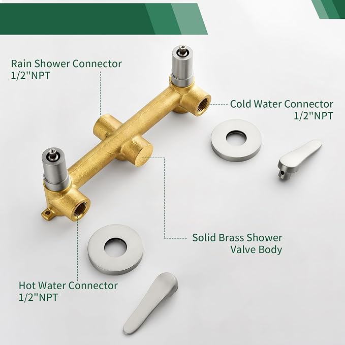 2 Handle Shower Faucet Shower System Complete 2 in 1 Shower Combo Set - Image 4