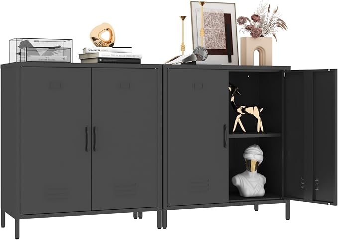 Locker Cabinet, 35.43" H Black Metal Locker Storage Cabinet - Image 8