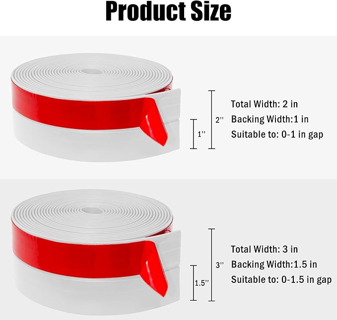Wide Silicone Weather Stripping, 2 inch x 20 Ft Door Draft Stopper, Silicone - Image 2