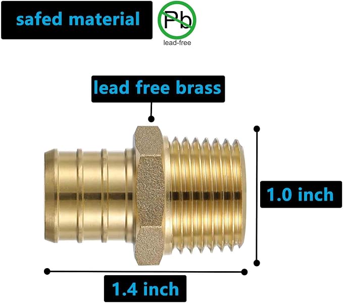 Lidertik 3/4 PEX to 1/2 NPT Male Fittings Adapter, 3/4" PEX F1807 to 1/2" NPT - Image 3