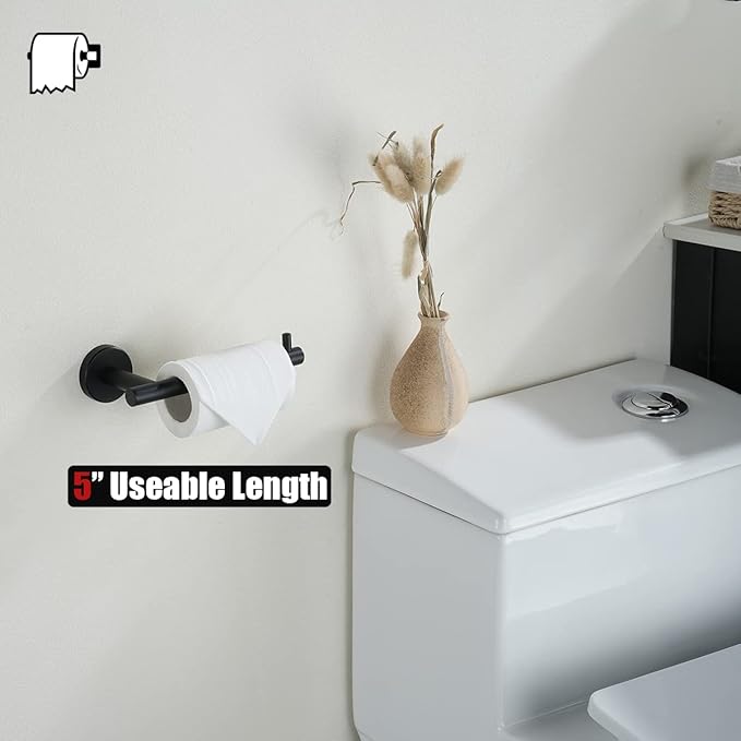 JQK Bathroom Hardware Set, 5-Piece Bath Accessories Set Matte Black Wall Mount - Image 7