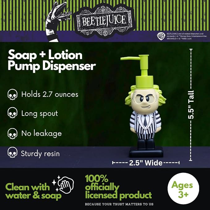 Beetlejuice Soap/Lotion/Hand Sanitizer Resin Pump Dispenser, 2.7 Ounces - Image 2
