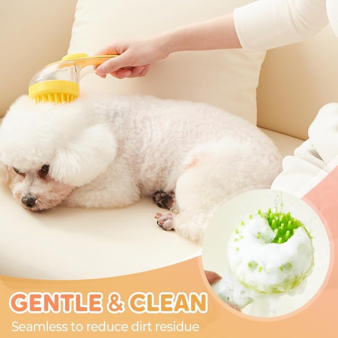Pet Bath Brush with Shampoo Dispenser, Dog Bath Brush and Grooming Massage Brush - Image 6