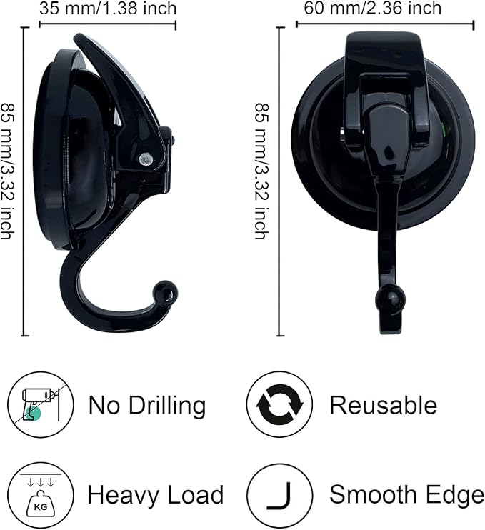 Heavy Duty Vacuum Shower Hooks - Image 4