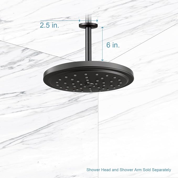 OFFO Shower Arm with Flange Ceiling Mount Replacement Rain Shower Head Straight - Image 5